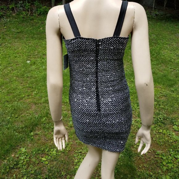Womens 2 18 Jrs Elisa B Silver Mesh Cocktail Tube Party Dress NEW NWT - Picture 3 of 3